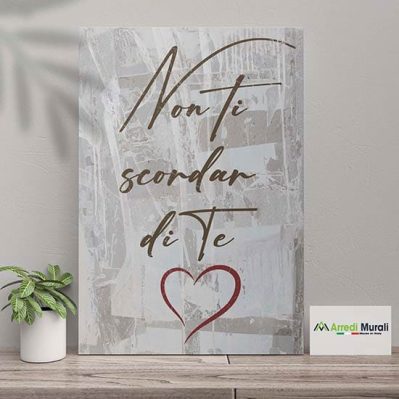 Quadro con scritte stampate su tela