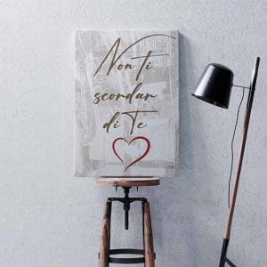 Quadro con scritte stampate su tela per arredare