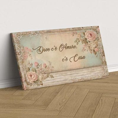 Quadro shabby su tela moderna stampa con frase