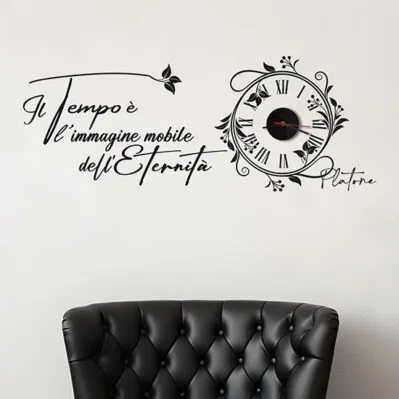 Orologio da muro con frase adesiva di Platone per parete