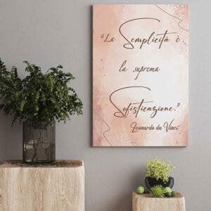 Quadro con citazione di Leonardo da Vinci su tela moderna