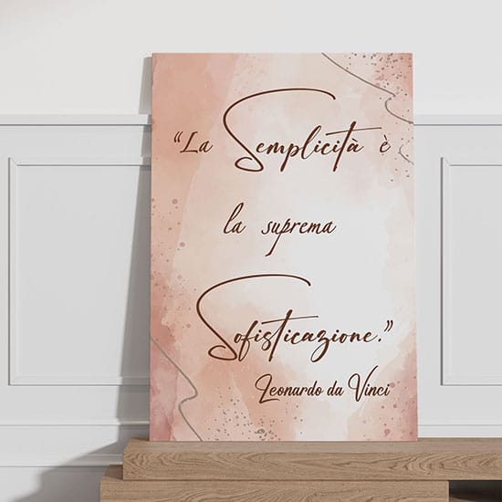 Quadro con citazione di Leonardo da Vinci