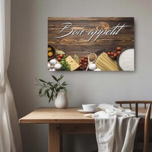 Quadro cucina Bon appétit su tela moderna