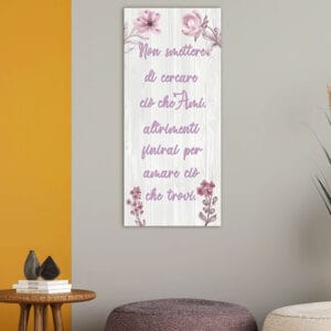 Quadro shabby con scritte su tela da appendere