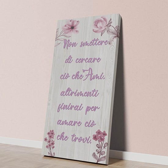 Quadro shabby con scritte su tela