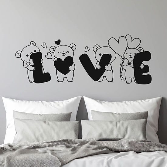 Adesivi camera da letto con scritta love da muro