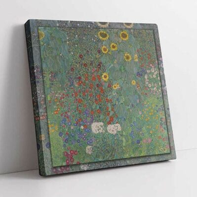 Quadro di Klimt Giardino di campagna con girasoli stampato