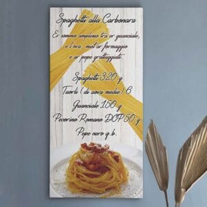 Quadro moderno con ricetta della carbonara per la cucina