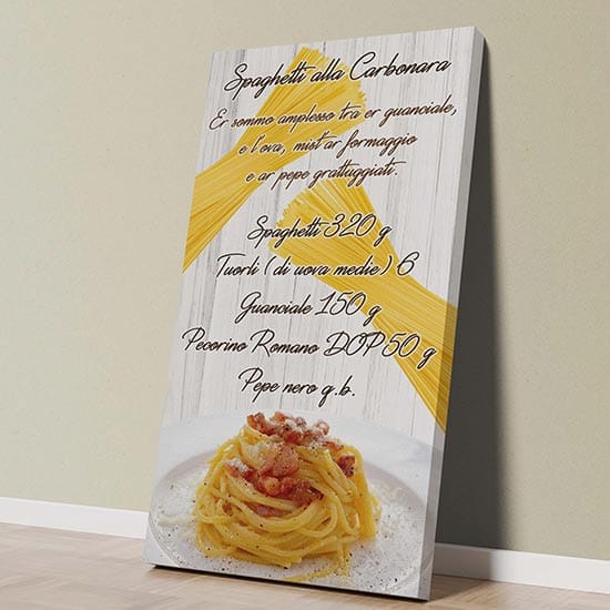 Quadro moderno con ricetta della carbonara