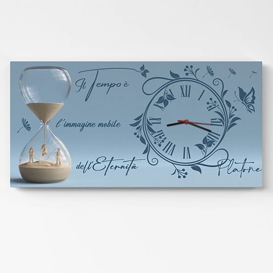 Quadro orologio da parete con frase di Platone
