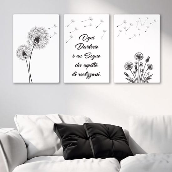 Quadri da soggiorno moderni con scritte su tela