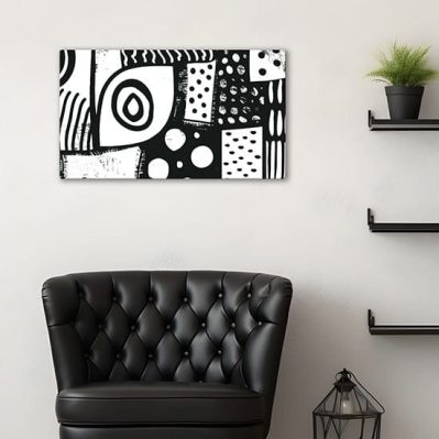 Quadro astratto bianco e nero da soggiorno