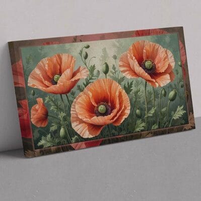 Quadro moderno con papaveri su tela