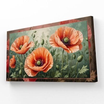 Quadro moderno con papaveri su tela arte digitale
