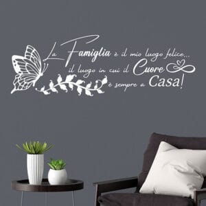 Adesivi famiglia con frase da parete stickers