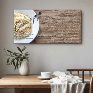 Quadro per cucina con ricetta cacio e pepe stampa su tela