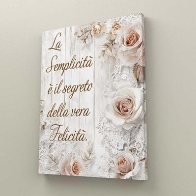Quadro shabby chic con scritta su tela