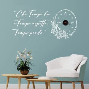 Orologio a muro con scritte adesive proverbio