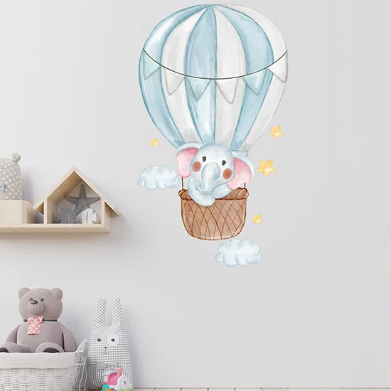 Sticker Bambini Viaggio in mongolfiera - Adesivi Murali