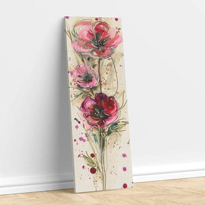 Stampa su tela con fiori dipinti, ideale per arricchire le pareti con un tocco artistico e raffinato - arredimurali.it