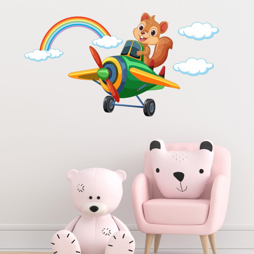 Runtoo – Adesivi Murali Per Cameretta Con Volpi E Fiori – Decorazione Murale Boho In Vinile – 10 Pezzi, Fai Da Te, Rimovibili, Per Bambini E Neonati