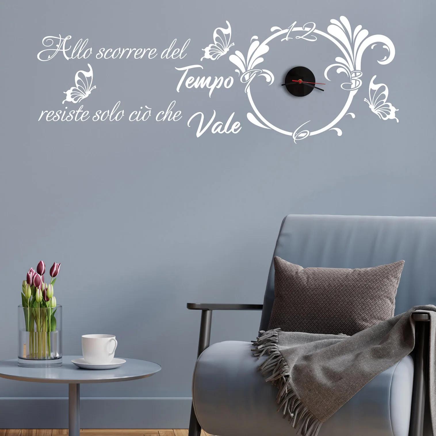 Orologio murale moderno con frase d’arredo