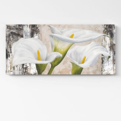 Con questo quadro con calle bianche su tela lasciati avvolgere dalla delicatezza delle calle: un simbolo di eleganza senza tempo.