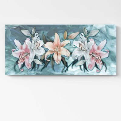 Quadro con gigli stampati su tela – Eleganza e raffinatezza per arredare la tua camera da letto con un tocco floreale esclusivo.