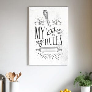 Arredo murale per cucina – Quadro cucina su tela moderna con frase motivazionale, ideale per aggiungere stile e carattere alla tua cucina.