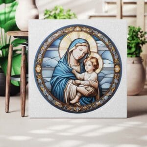 Quadro religioso Madonna con Bambino su tela canvas – Un simbolo di pace e amore eterno per arricchire i tuoi spazi con spiritualità.