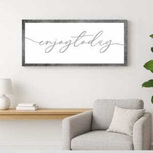 Decorazione murale moderna con frase ispiratrice "Enjoy Today" – quadro elegante su tela per interni contemporanei e ambienti rilassanti.