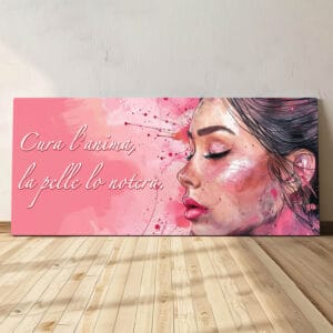 Quadro beauty con frase motivazionale, una stampa su tela raffinata per trasmettere positività e valorizzare il tuo salone di bellezza.