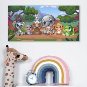 Quadro animaletti cameretta bambini decorativo da appendere alla parete, ideale per arredare con dolcezza e fantasia la stanza dei più piccoli.