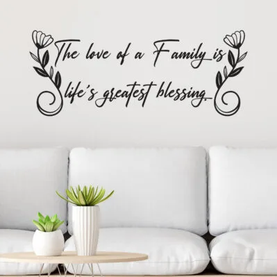 Gigio Store adesivi murali con frasi Famiglia Amore in italiano decorazioni per pareti cucina soggiorno camera letto bambini Sticker Vinile Nero Rosso farfalle tarassaco dente di leone