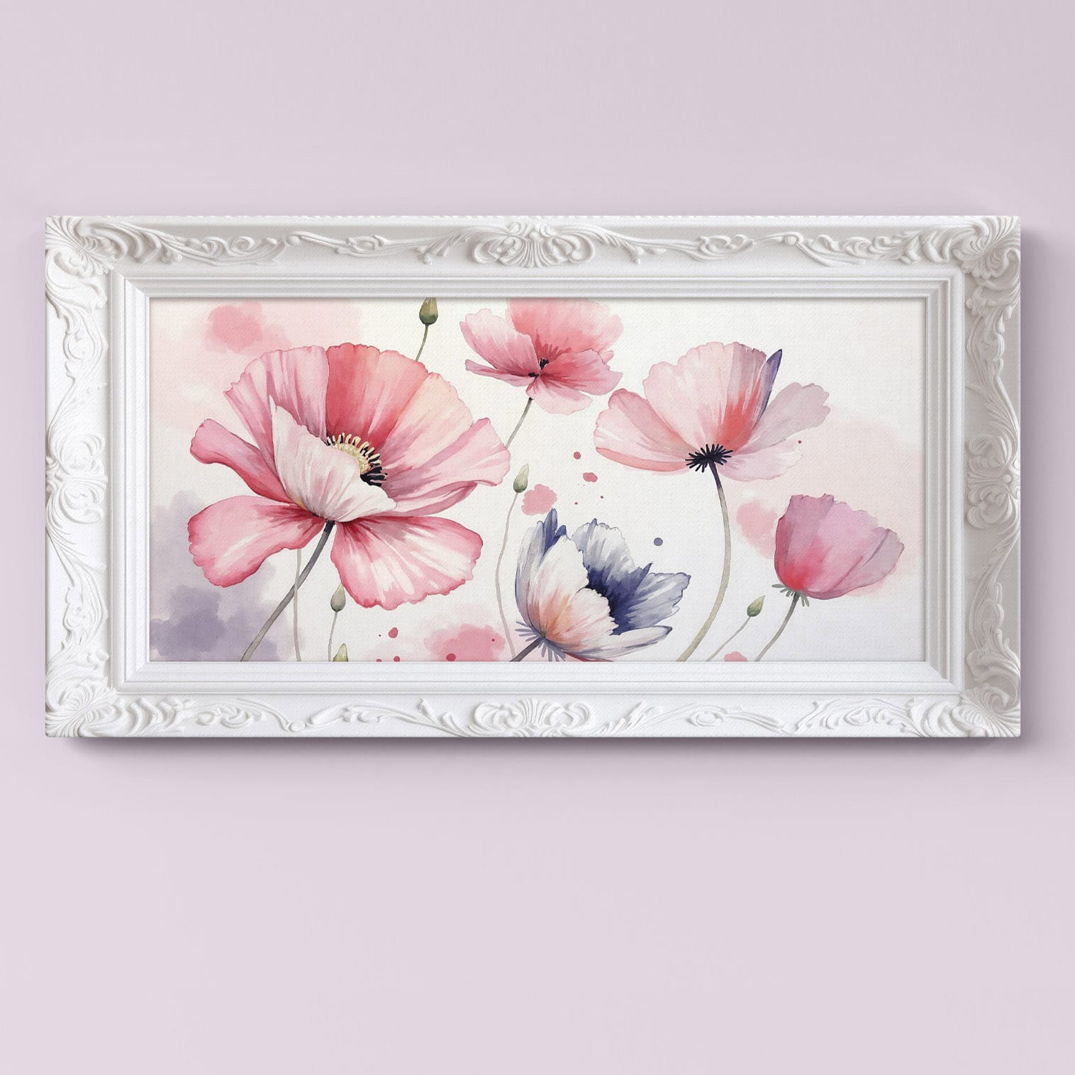 Quadri camera da letto con cornici floreali rosa su tela, perfetti per aggiungere eleganza e dolcezza alla zona notte.