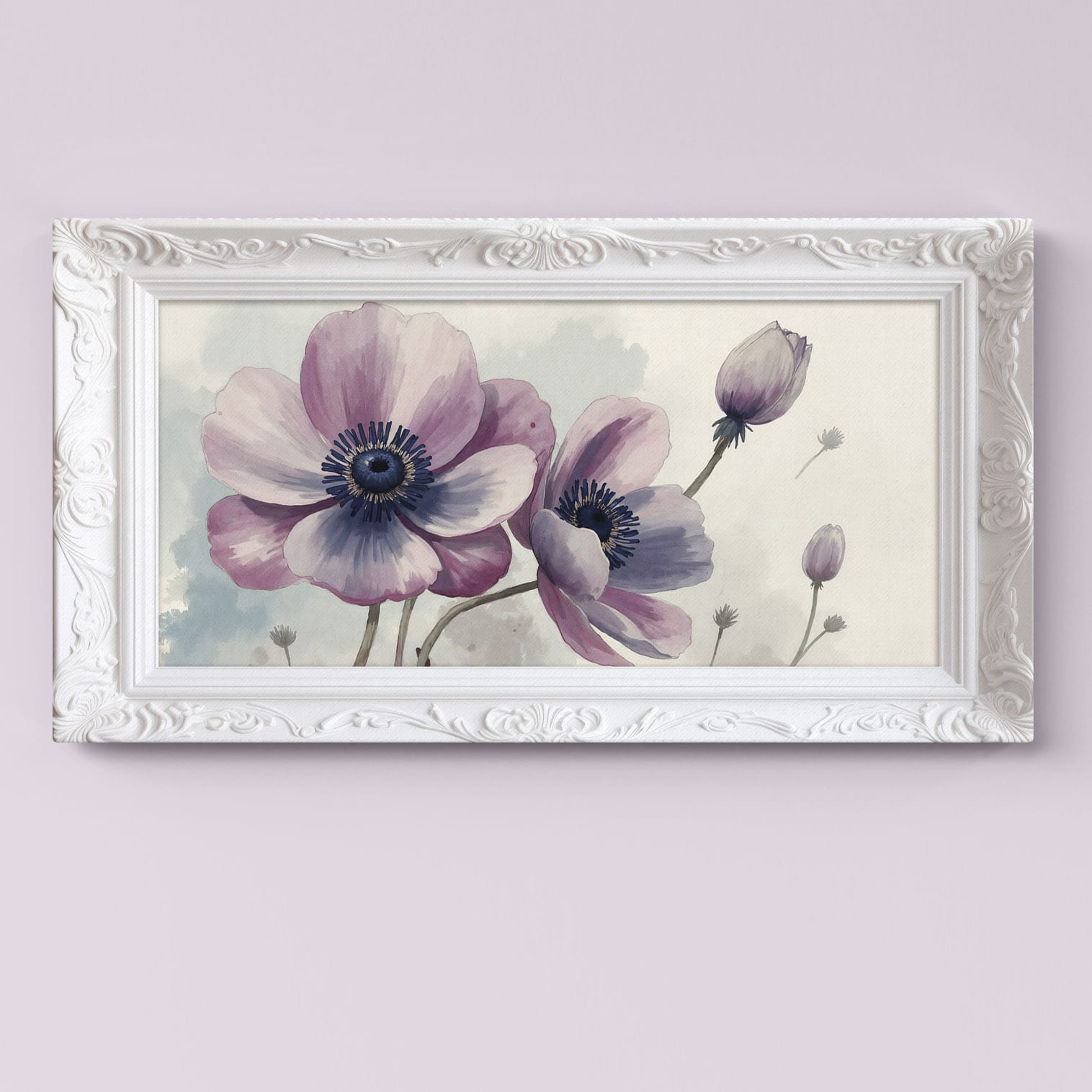 Quadri camera da letto con cornici su tela con fiori viola raffinati per un tocco di classe e armonia.