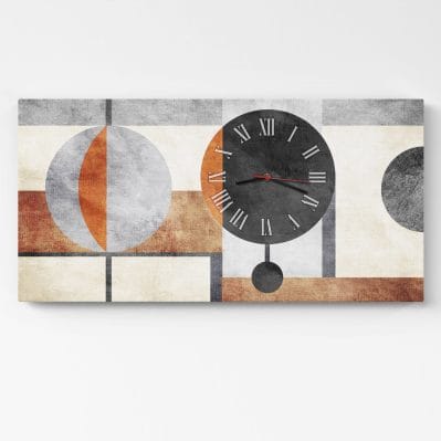 Orologio su tela con astrattismo moderno visto frontalmente