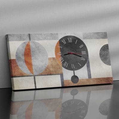 Orologio su tela con astrattismo moderno fotografato in piano con riflesso
