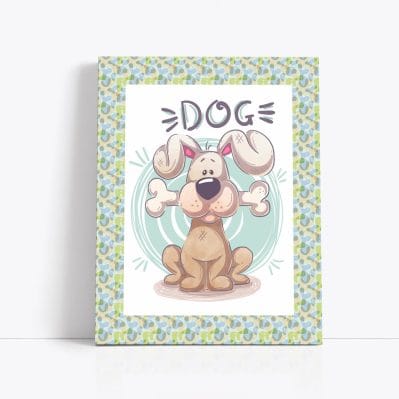 Quadro cameretta bambini con animali – cane simpatico in stile disegno