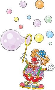 Adesivo murale grande con pagliaccio e bolle per cameretta bambini