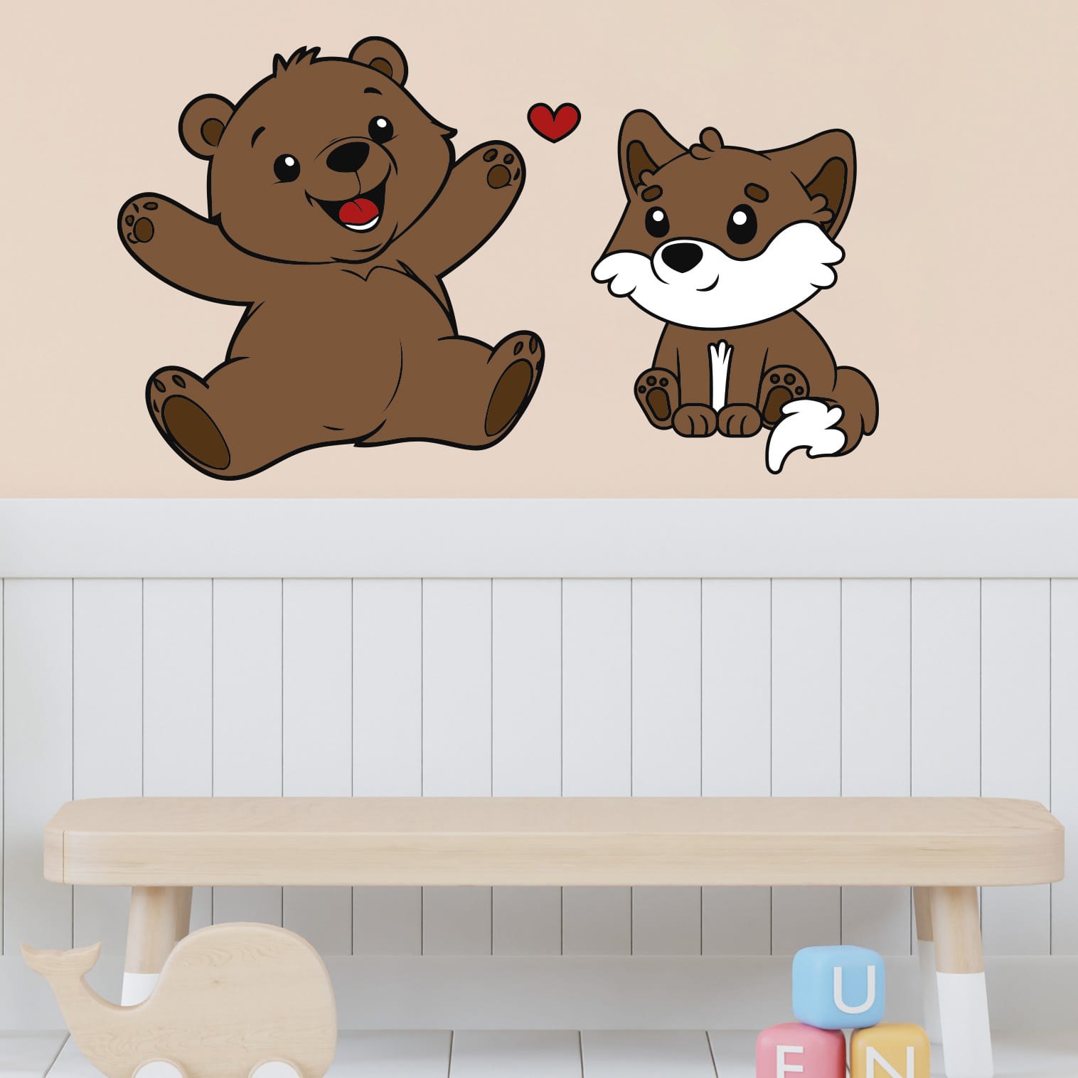 ROFARSO Adesivo Murale 3D Volpe Rossa In PVC - 30x40 Cm Per Cameretta Bambini, Soggiorno