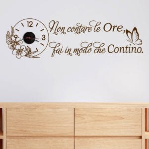 Orologio grande da parete per soggiorno moderno con adesivo a tema farfalla e frase decorativa