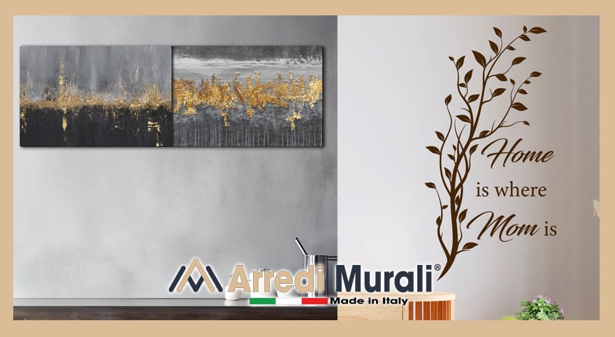 Idee design per pareti del soggiorno 2026 con quadri moderni e adesivi murali decorativi