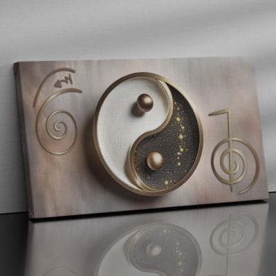 Quadro su tela Feng Shui da appendere con simboli Reiki e design elegante