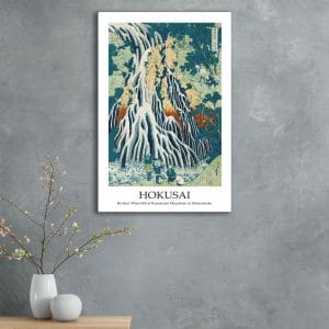 Quadro Hokusai Cascata Kirifuri stampato su tela, arte giapponese da parete.
