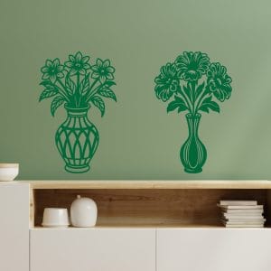 Adesivi murali vasi con fiori decorazione floreale da parete.