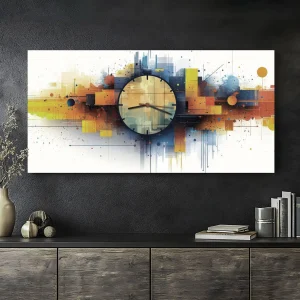 Orologio da parete moderno astratto 80x40 su parete scura in soggiorno moderno