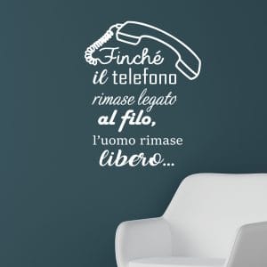 Adesivo murale con frase divertente telefono vintage decorazione moderna da parete
