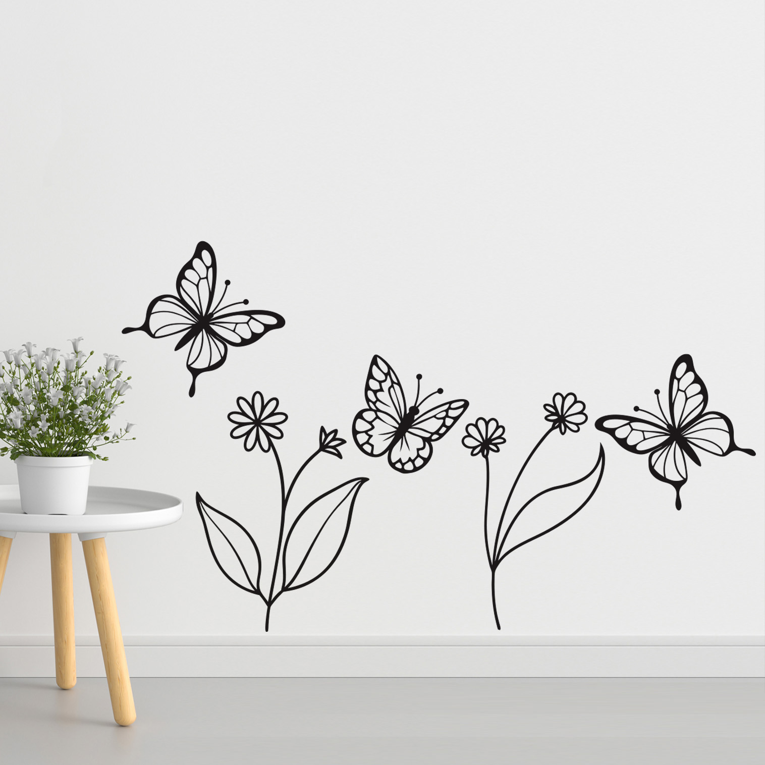Adesivi da parete fiori e farfalle decorazione murale soggiorno moderno
