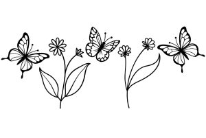 Disegno adesivi da parete fiori e farfalle decorazione murale